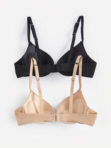 Bralution 2pcs Women's Minimalist Solid Color Wire-Free Bras - Multicolor - View 10