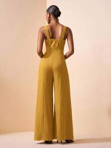Zivah Women's Summer Casual Commute Solid Color Sleeveless Jumpsuit - Ginger - View 2