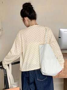 Dazy Plus 女童小圓點圓領前開鈕扣長袖休閒開襟衫，春/秋/夏 - 杏色 - 查看 4