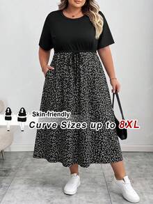 SHEIN CURVE+ 大尺碼女裝時尚休閒波希米亞風，適合工作、度假、商務穿著，2026秋冬 22W - 黑色 - 查看 1