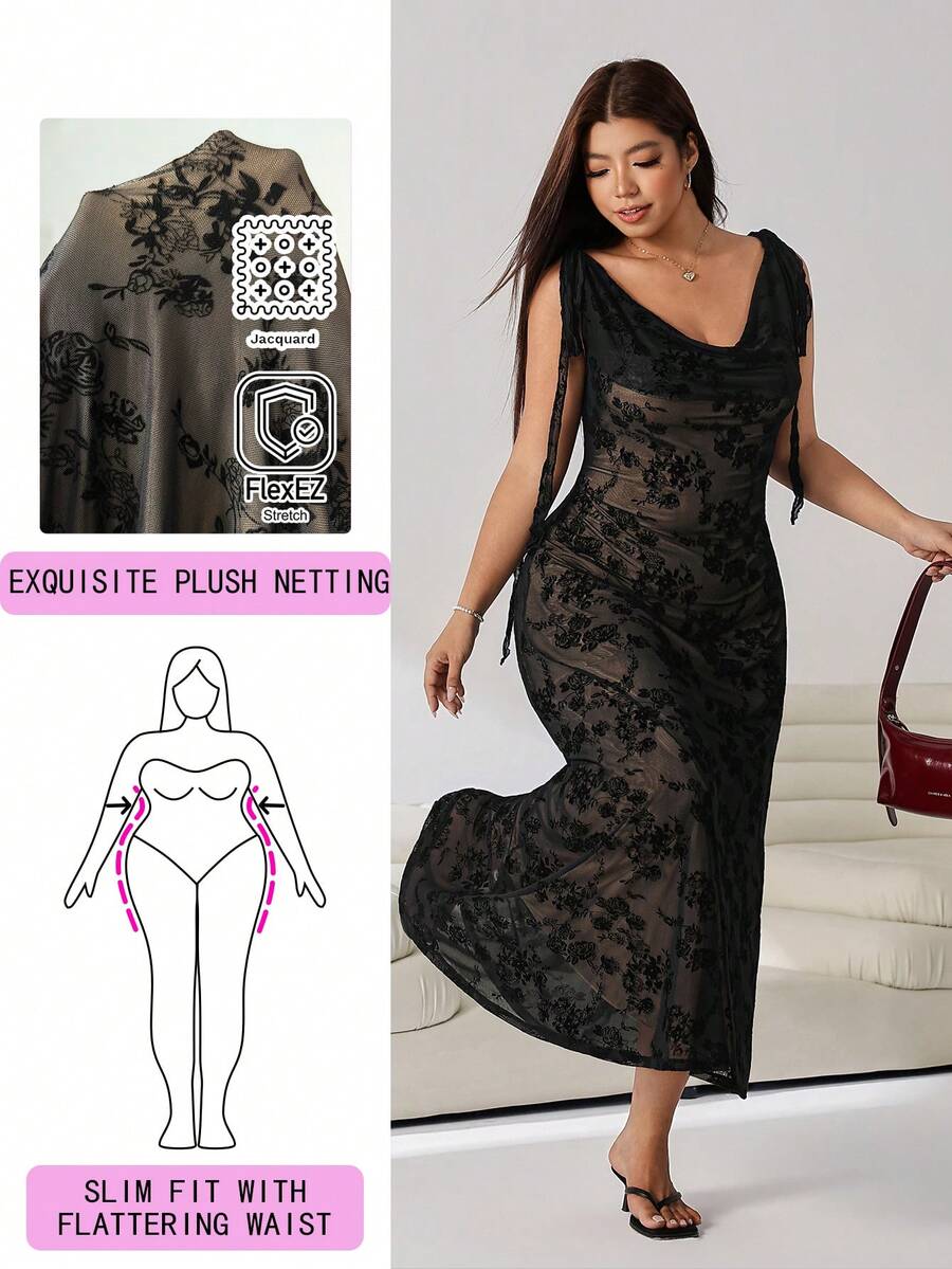 Solflare Black Casual Sexy Plus Size Women's Dress Date Night Summer Winter - Black - View 1