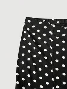 SHEIN MOD 女款圓點印花喇叭褲 - 黑與白 - 查看 7