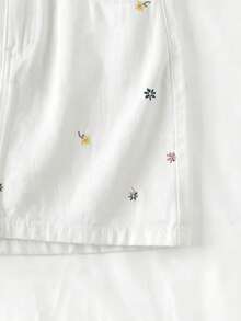 Comfortcana 女款碎花圓領背心與口袋牛仔短褲休閒套裝兩件組 女款兩件套 女款兩件套 - 白色 - 查看 3
