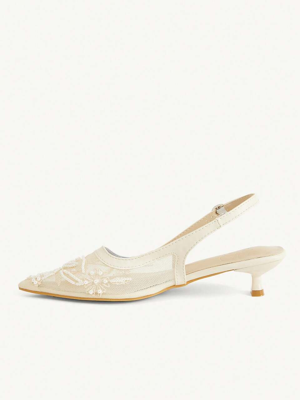 CUCCOO CHICEST Women Shoes Multi-Color Mesh Embroidery Beads Pointed Toe Low Heel Back Strap Sandals Gentle Fairy Style Spring And Summer Models Suitable For Wedding