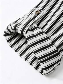 Linhara CURVE Plus Size Woven Striped Fashionable Casual Resort Summer Women's Dress - Black and White - View 3