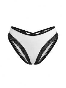 AltBold 3pcs/Pack Lace Patchwork Ribbed Comfortable Bikini Briefs - Multicolor - View 5