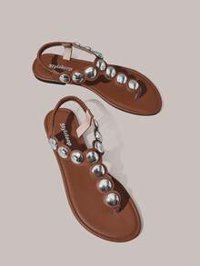 Styleloop Ladies, Willow Nails, Buckles, Flat Shoes. - Brown - View 3