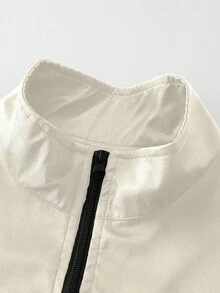 Manfinity Homme Chaqueta de manga larga con cremallera de unicolor para hombre - Beis - Ver 5