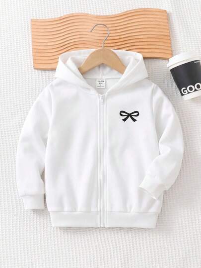Young Girl Young Girls Casual Multi-Functional Comfortable Butterfly Print Hooded Zip-Up Knit Jacket Autumn Winter Clothing