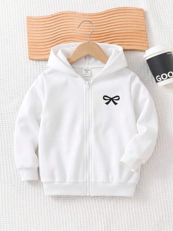 Young Girl Young Girls Casual Multi-Functional Comfortable Butterfly Print Hooded Zip-Up Knit Jacket Autumn Winter Clothing