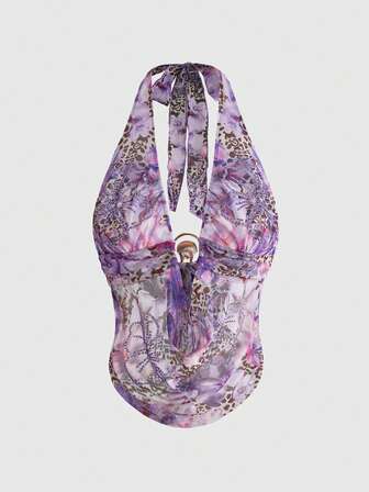 Y2K Millennium Hot Girl Style Vintage Urlaub Insel Sexy Drapierter Ausschnitt Rosa Strass Verziert Rüschen Besatz Damen Tank Top