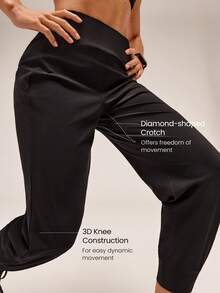 GLOWMODE 28" High Performance Stretchy 3D Knee Diamond-Shaped Crotch Tall Joggers With Adjustable Drawstring & Zip Pockets Training Running Workout Active - Black - View 5