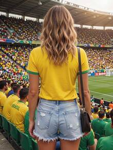 2026世界盃巴西隊主場女款修身舒適球迷球衣T恤 - 彩色 - 查看 3