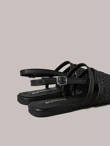 Styleloop Señoras, Uñas de Sauce, Hebillas, Zapatos Planos. - Negro grafito - Ver 4
