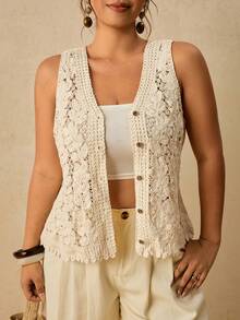 Travachic Plus Size Women's V-Neck Single-Breasted Casual Versatile Daily Outing Cardigan - Camel - View 7