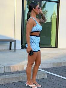 SAYEHFBABY Women's Polka Dot Pattern Camisole And Shorts Sports Suit - Multicolor - View 4