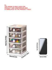 1Pc 4-Layer Drawer Storage Box With Pen Holder, Muti-Functional Office Stationery Desktop Organizer, Cute Rabbit-Shaped Handle Suitable For Dining Table Decoration And Office Desk Accessories. - A - View 3