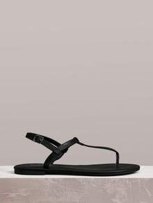 Styleloop Sandal Wanita Motif Tulang Ikan dengan Desain Datar, Gaya Liburan Bohemian, Wajib Dipakai untuk Perjalanan Musim Panas, Bernapas dan Serbaguna - Hitam - View 2
