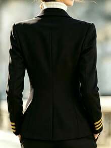 SHEIN Black Suit Jacket With Gold Buttons - Black - View 2