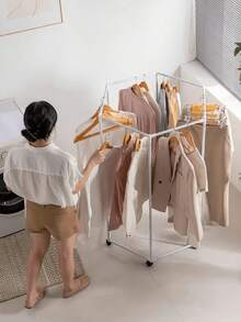 1PC Hexagonal Rotating Metal Clothes Rack Sturdy Heavy Duty Space Saving Multi Bar Wheeled Freestanding Portable Wardrobe Display Shelf Bedroom Dorm Balcony Laundry Storage Organizer Practical Home Furnishing Trending Clothing Storage Decor Accessory - Multicolor - View 9