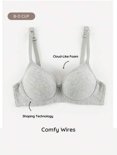 Bralution Women's Solid Color Comfortable Versatile Daily Home Underwear