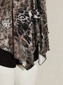 SHEIN ICON 豹紋與佩斯利印花露背掛脖上衣 - 棕色 - 查看 8