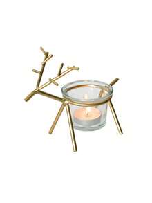 Cirelle 1pc Minimalist Reindeer Silhouette Candle Holder With Insert For Office Working Desk Featuring Captivating Visual Delight And Healing Style Comfort For Urban Career Women And Teen Girls - multicolor - View 9