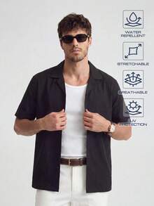 TekDrob Colarless Regular Fit Shirt With WaterProof & UV Protection - Black - View 1