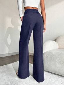 EURMUSE Women's Straight Leg Suit Pants - Blue - View 2
