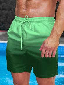 Manfinity KASUA Shorts de playa para hombre con cintura con cordón y color degradado (estampado patchwork) - Multicolor - Ver 3