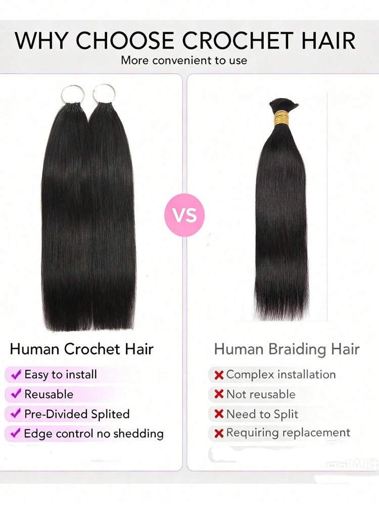 Boho Braids Pre Separated Feather Crochet Human Hair Silky Straight Invisible Miracle Knots Reusable Bundles Human Hair Extension For Braid Knotless Crochet Hair - SNatural - View 11