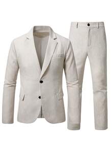 Manfinity Mode Conjunto de chaqueta y pantalones casual versátil para hombre - Albaricoque - Ver 6