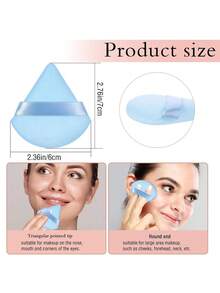 50Pcs/40Pcs/30Pcs/20Pcs/10Pcs/5Pcs Velvet Triangle Powder Puff Facial Makeup Tools Air Cushion Powder Puff Reusable Makeup Sponge Makeup Gadgets Loose Powder Puff Wet And Dry Dual-Use Powder Puff Hot Weather Makeup Essentials Beach Makeup Tools - Blue - View 3