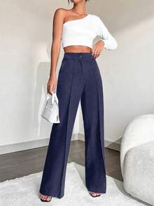 EURMUSE Women's Straight Leg Suit Pants - Blue - View 3