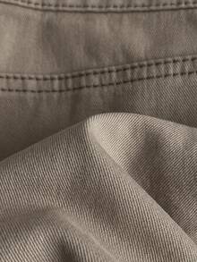 Elamini Distressed Ultra Low Waist Denim Mini Skirt - Khaki - View 7