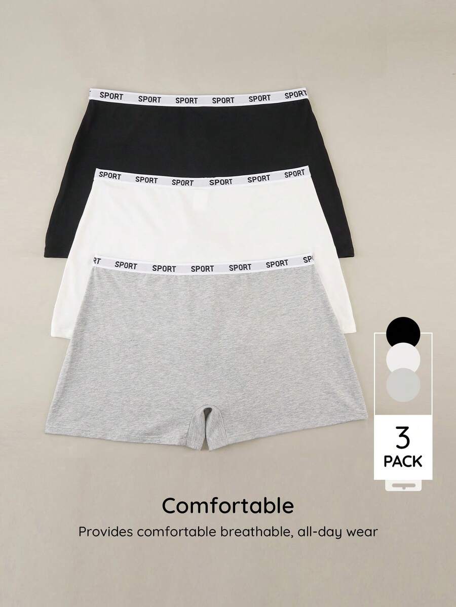 Bralution Celana Dalam Boxer Kasual Wanita Ukuran Besar dengan Motif Huruf untuk Sehari-hari - MultiWarna - View 1