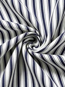 Linhara CURVE Plus Size Woven Striped Fashionable Casual Resort Summer Women's Dress - Blue and White - View 5