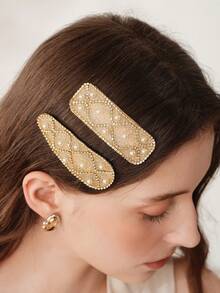 MOTF PREMIUM 2 PEARL RHINESTONE HAIRPINS. - Beige - View 1
