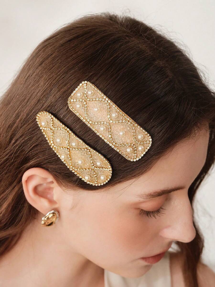 MOTF PREMIUM 2 PEARL RHINESTONE HAIRPINS. - Beige - View 1