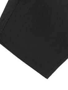Manfinity Homme Men's Plus Size Dark Grey Shorts, Commuter Fashion Versatile CasualBermuda Shorts, Straight Leg Shorts - Black - View 7