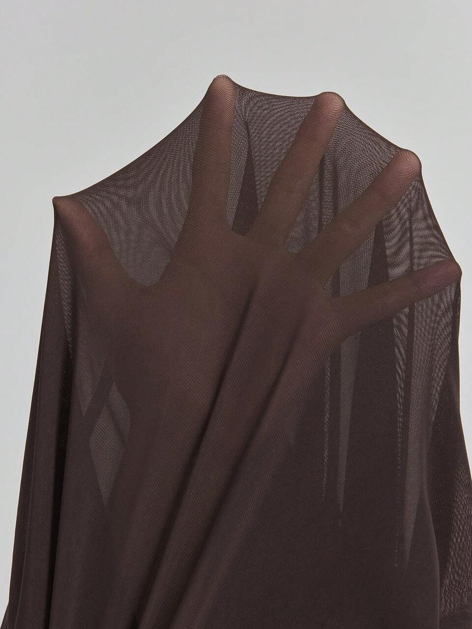 Women's Shades Of Brown High Elastic Mesh Fabric Modern Urban Fashion Business Casual Sexy Office Date Night Out Wear Low-Key Commute Top Autumn Club