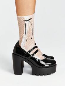 ROMWE Goth Zapatos de tacón para mujer - Cuero negro brillante - Ver 5
