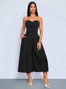 SOLERSUN Women's High Waist Capri Pants With Pockets, Pleated Wide Leg Cropped Trousers, Casual Classy Elegant Chic Summer Workwear Party Black - Black - View 8