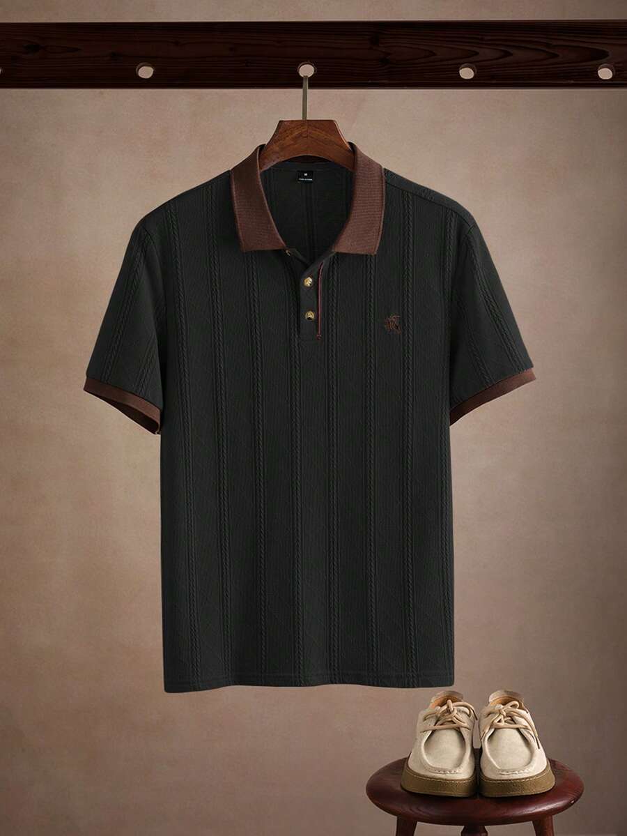 Core Aspect 男士翻領短袖 Polo 衫,針織鉤編面料,男士刺繡 Polo 衫,男士休閒 Polo 衫,男士鈕扣 Polo 衫,適合日常外出、朋友聚會、休閒週末時光,是送給男友或丈夫的完美禮物,INS 熱銷 Polo 衫 - 黑色 - 查看 1