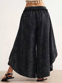 Bohemela Casual Grunge Country Solid Color Compass Loose Washed Women's Long Pants Concert Black Autumn - Black - View 7