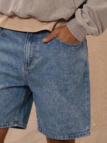 Musero Shorts vaqueros de denim lavado para hombre, estilo básico, jorts esenciales para cápsula de primavera y verano - Bronce - Ver 4