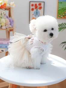 PETSIN 1pc Pet Retro Small Fragrant Dress, Cat And Dog Universal Clothes, Very Suitable For Gatherings, Outings And Picnics - Multicolor - View 11