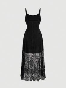 SHEIN MOD 黑色簡約百搭浪漫女款洋裝 - 黑色 - 查看 4