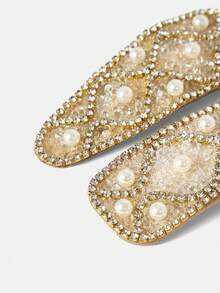 MOTF PREMIUM 2 PEARL RHINESTONE HAIRPINS. - Beige - View 4
