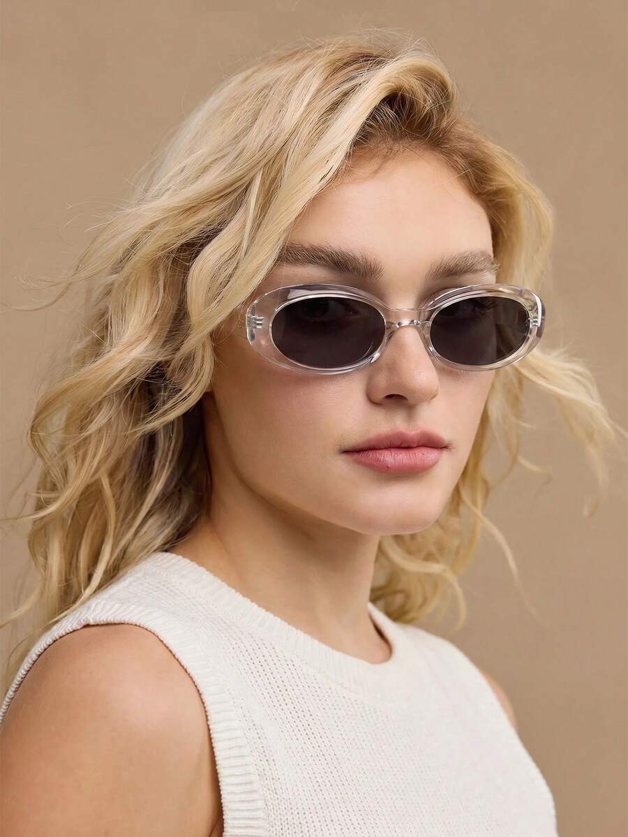 MOTF PREMIUM Gafas de moda con montura completa de forma ovalada - Gris transparente - Ver 1